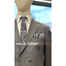 %88 Yün Çizgili Kruvaze Takım Elbise