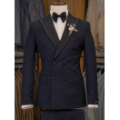 Silver Düğme Kruvaze Siyah Slim Fit Erkek Takım Elbise