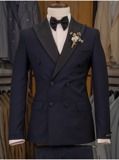 Gold Düğme Dabıl Kruvaze Siyah