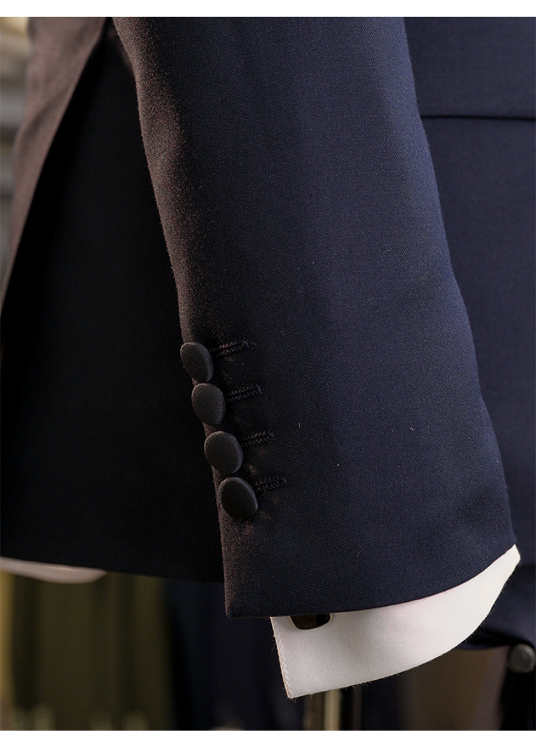 Lacivert Yaka Kruvaze Slim Fit Erkek Damatlık