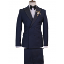 Lacivert Yaka Kruvaze Slim Fit Erkek Damatlık