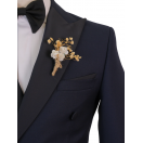 Lacivert Yaka Kruvaze Slim Fit Erkek Damatlık