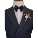 Lacivert Yaka Kruvaze Slim Fit Erkek Damatlık