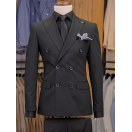 Yün Kruvaze Siyah Slim Fit Erkek Takım Elbise