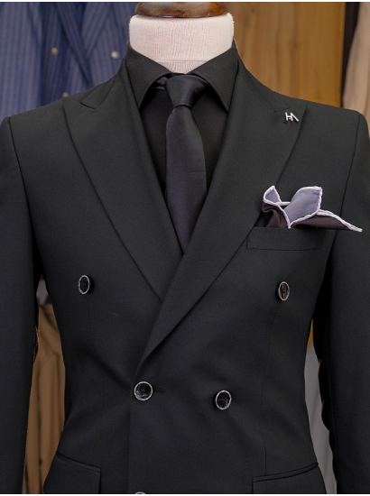 Yün Kruvaze Takım Siyah