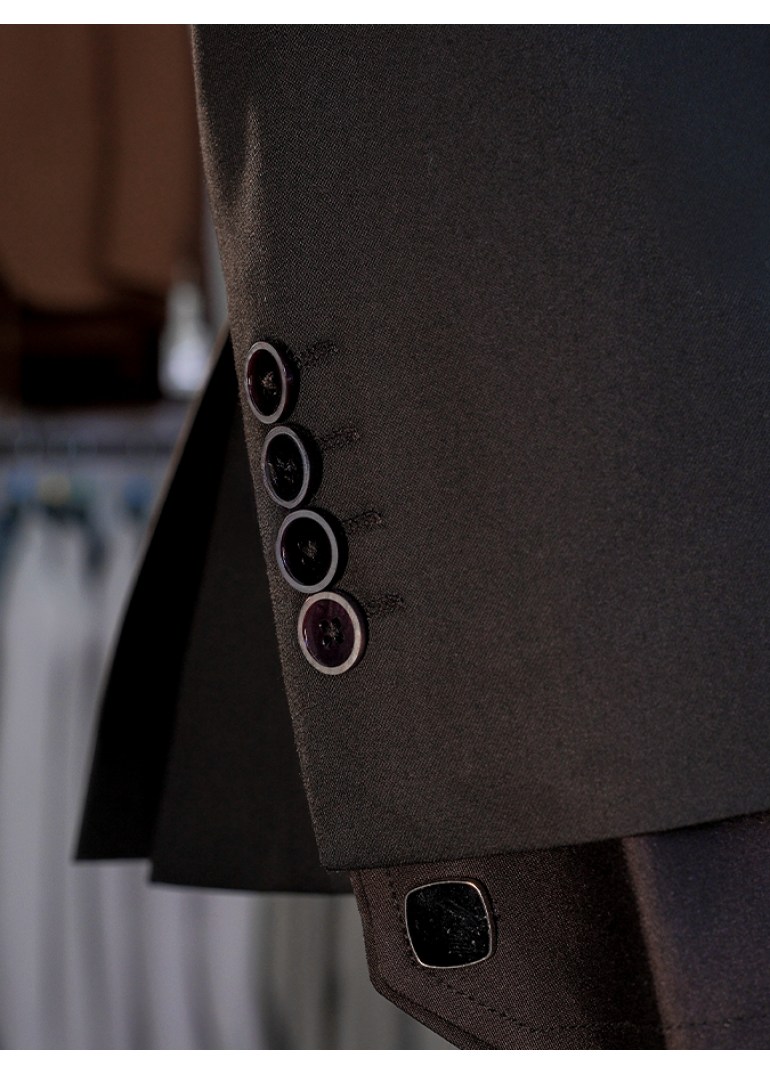 Yün Kruvaze Siyah Slim Fit Erkek Takım Elbise