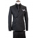 Yün Kruvaze Siyah Slim Fit Erkek Takım Elbise