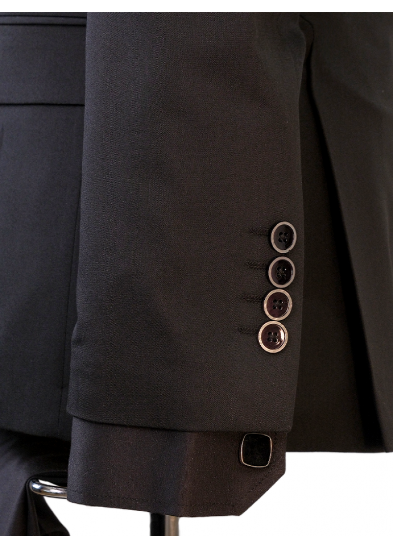 Yün Kruvaze Siyah Slim Fit Erkek Takım Elbise