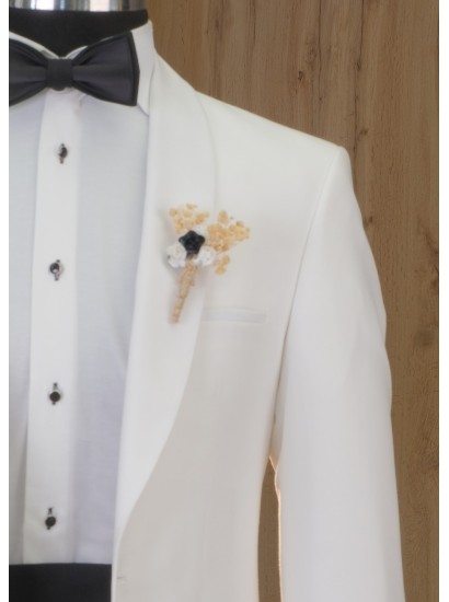 Sabit Şal Yaka Smokin Krem