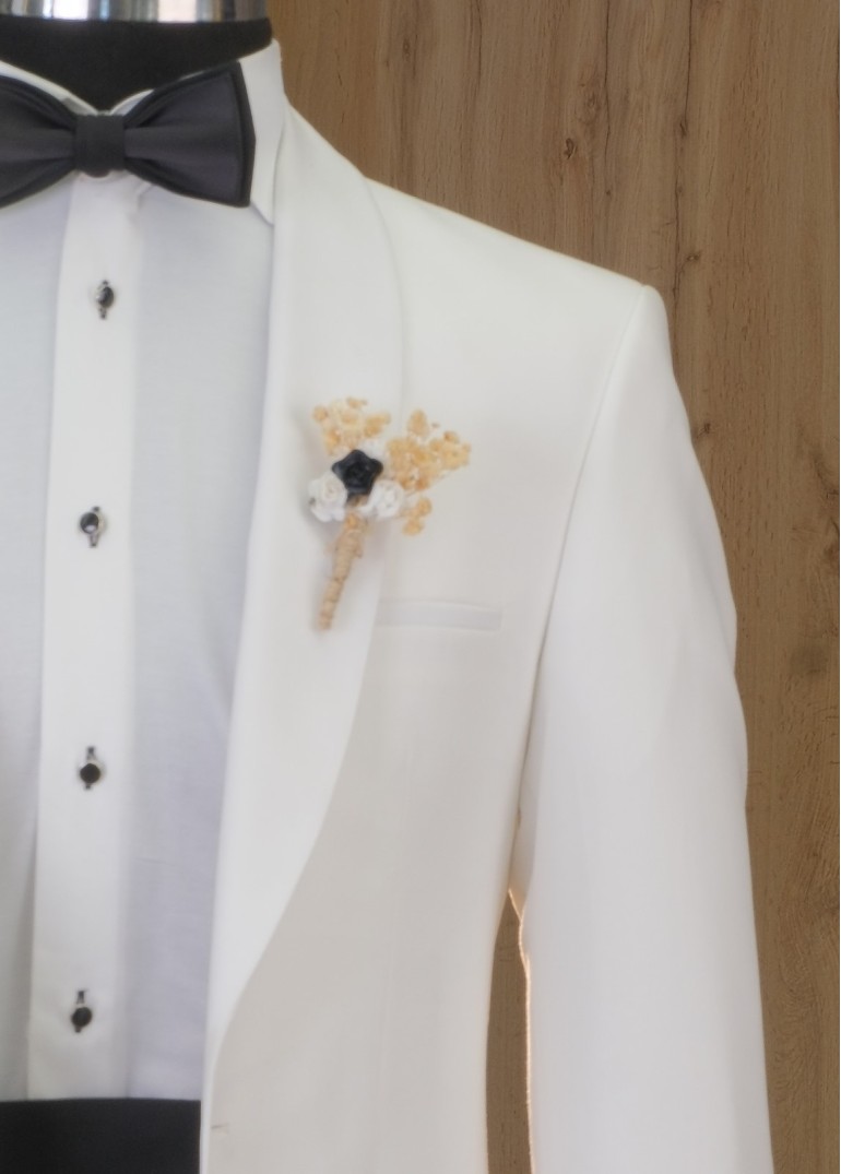 Sabit Şal Yaka Smokin Krem