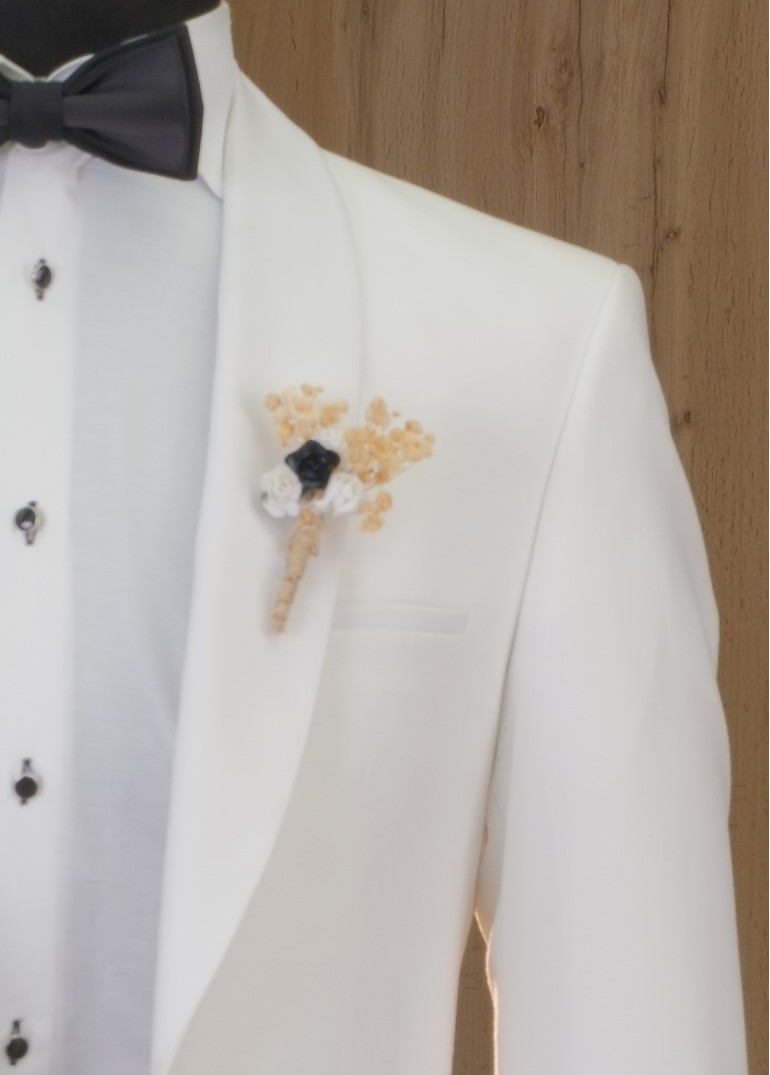 Sabit Şal Yaka Smokin Krem