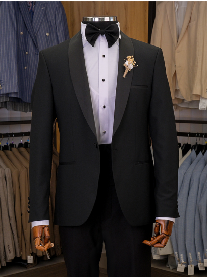 Sabit Şal Yaka Smokin Siyah