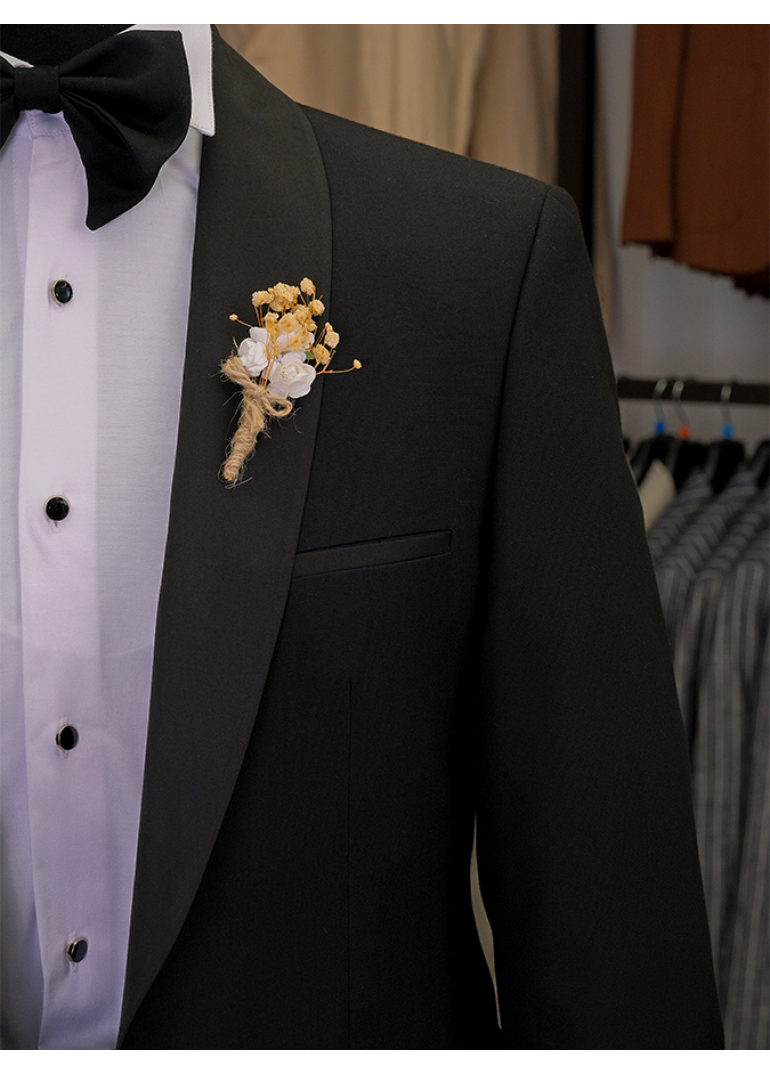 Sabit Şal Yaka Siyah Slim Fit Erkek Smokin