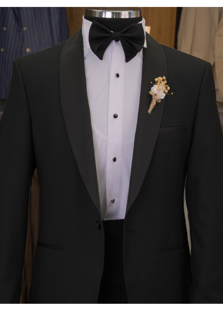 Sabit Şal Yaka Siyah Slim Fit Erkek Smokin