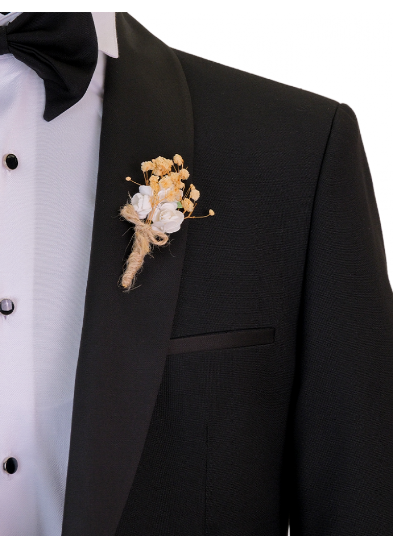 Sabit Şal Yaka Siyah Slim Fit Erkek Smokin