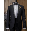 Siyah Slim Fit Smokin Damatlık Erkek Takım Elbise