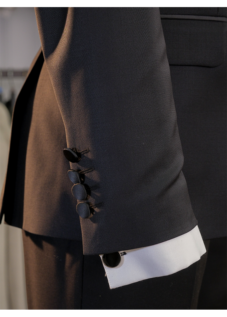 Siyah Slim Fit Smokin Damatlık Erkek Takım Elbise