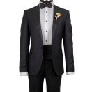 Siyah Slim Fit Smokin Damatlık Erkek Takım Elbise