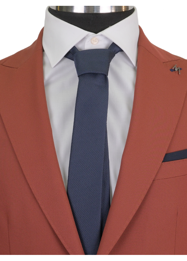 Torba Cep Taba Lacivert Slim Fit Erkek Takım Elbise