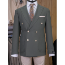 Kombinli Kruvaze Yeşil-Bej Slim Fit Erkek Takım Elbise