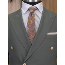 Kombinli Kruvaze Yeşil-Bej Slim Fit Erkek Takım Elbise