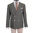 Kombinli Kruvaze Yeşil-Bej Slim Fit Erkek Takım Elbise