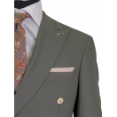 Kombinli Kruvaze Yeşil-Bej Slim Fit Erkek Takım Elbise