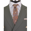 Kombinli Kruvaze Yeşil-Bej Slim Fit Erkek Takım Elbise