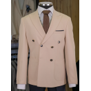 Kombinli Kruvaze Bej-Lacivert Slim Fit Erkek Takım Elbise