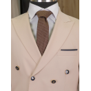 Kombinli Kruvaze Bej-Lacivert Slim Fit Erkek Takım Elbise