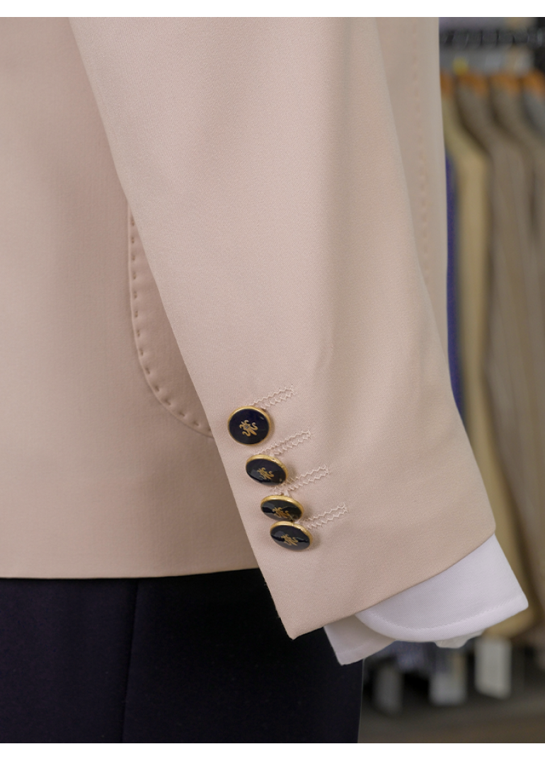 Kombinli Kruvaze Bej-Lacivert Slim Fit Erkek Takım Elbise