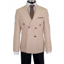 Kombinli Kruvaze Bej-Lacivert Slim Fit Erkek Takım Elbise