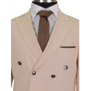 Kombinli Kruvaze Bej-Lacivert Slim Fit Erkek Takım Elbise