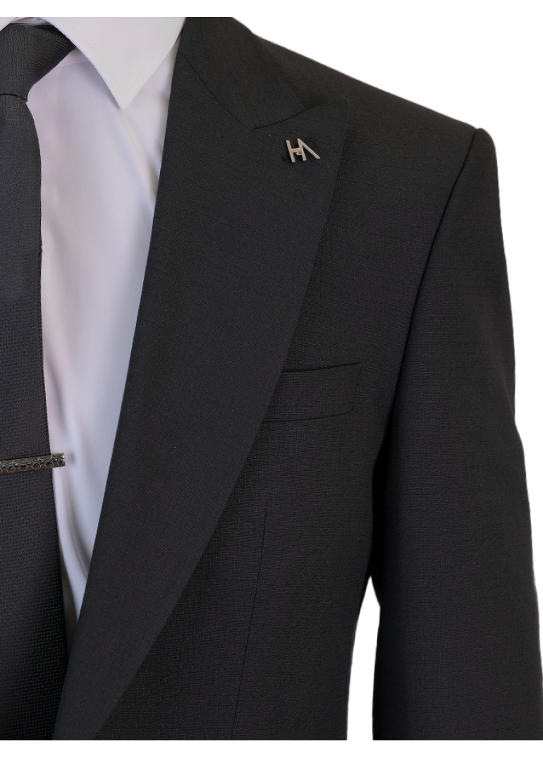 Yün Siyah Slim Fit Erkek Takım Elbise