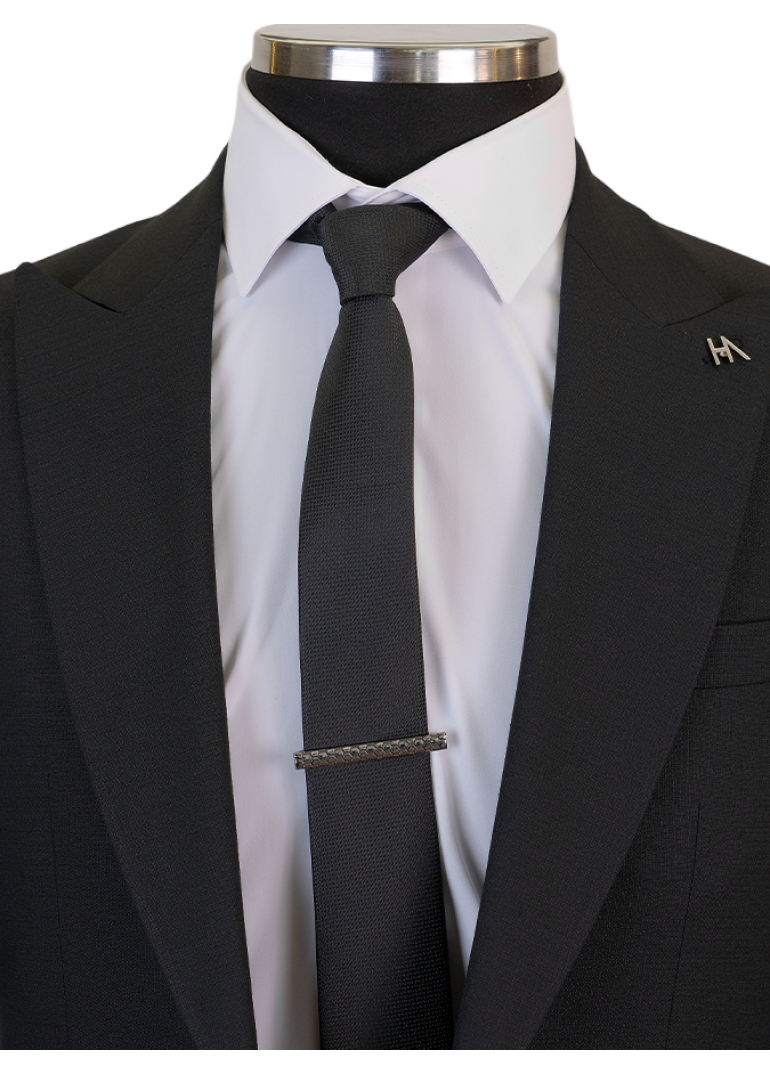 Yün Siyah Slim Fit Erkek Takım Elbise