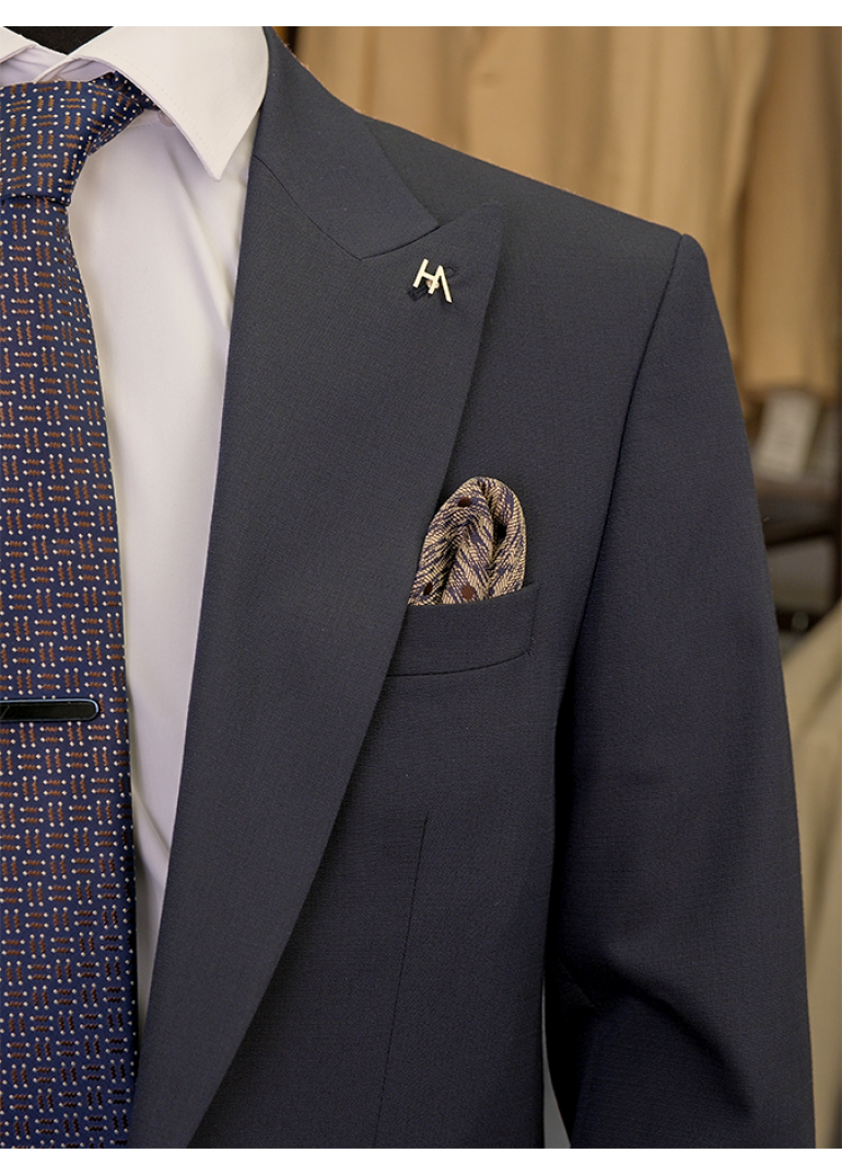 Yün Lacivert Slim Fit Erkek Takım Elbise