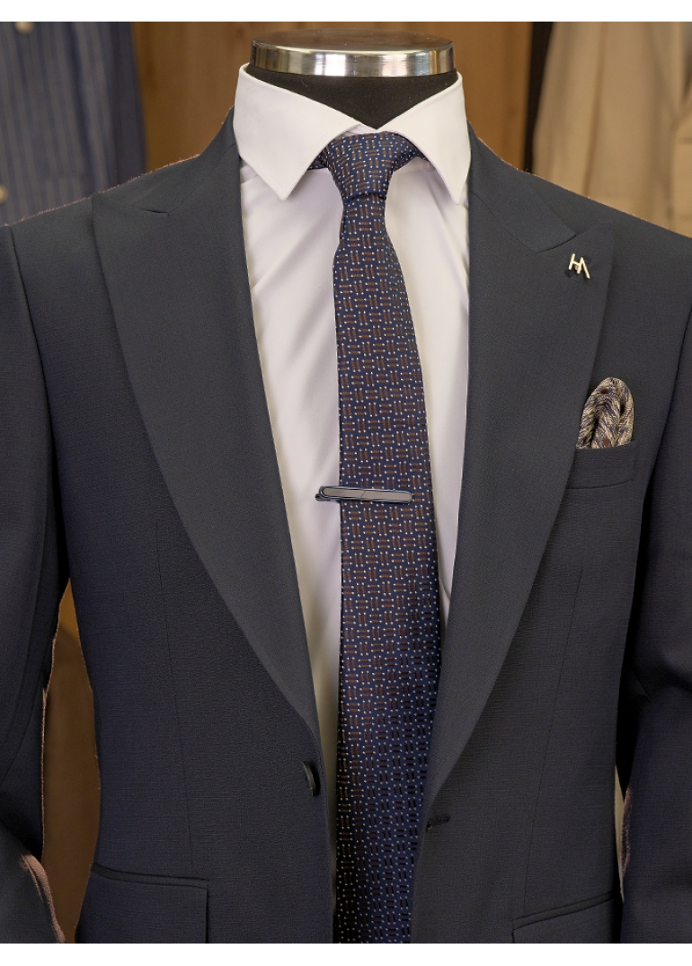 Yün Lacivert Slim Fit Erkek Takım Elbise