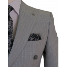 Çizgili Kruvaze Gri Slim Fit Erkek Takım Elbise