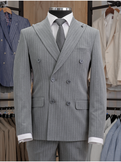 Yün Çizgili Kruvaze Antrasit