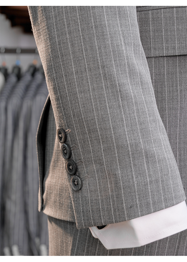 Çizgili Kruvaze Antrasit Slim Fit Erkek Takım Elbise