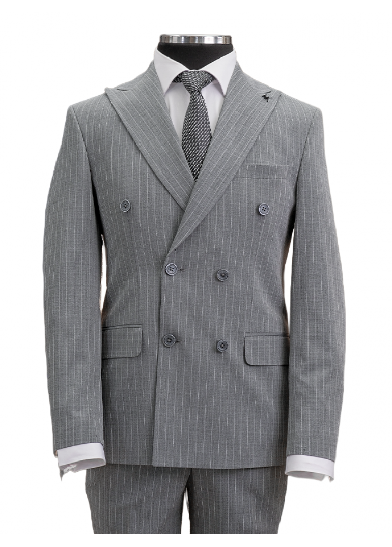 Çizgili Kruvaze Antrasit Slim Fit Erkek Takım Elbise