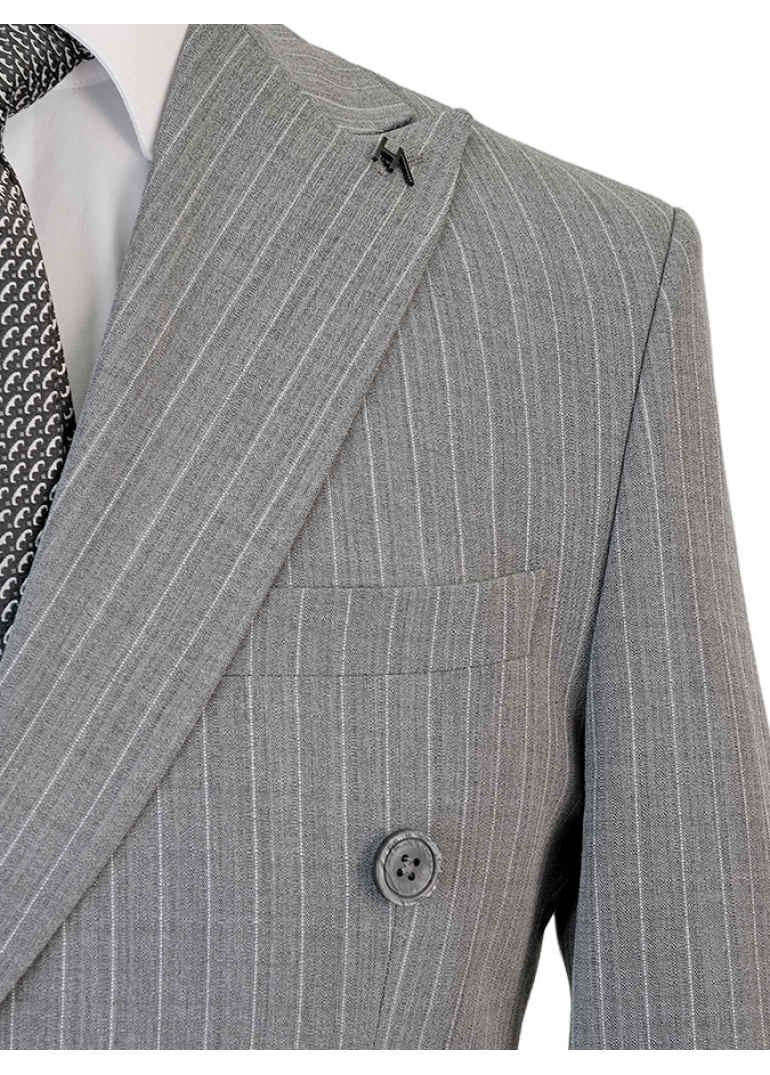 Çizgili Kruvaze Antrasit Slim Fit Erkek Takım Elbise