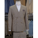 Çift Cep Çizgili Slim Fit Erkek Kruvaze Takım Elbise