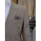 Çift Cep Çizgili Slim Fit Erkek Kruvaze Takım Elbise