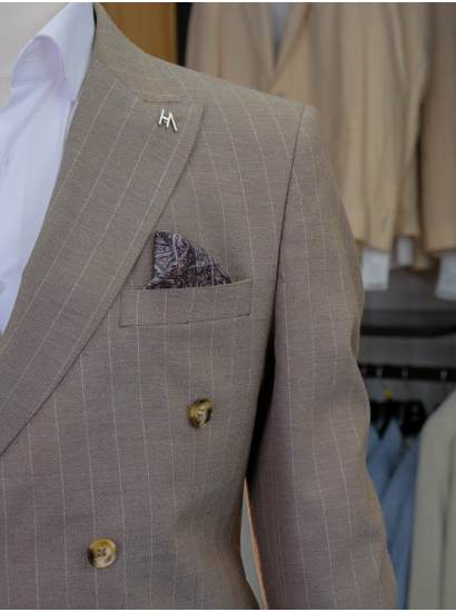 Çift Cep Çizgili Kruvaze 