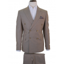 Çift Cep Çizgili Slim Fit Erkek Kruvaze Takım Elbise