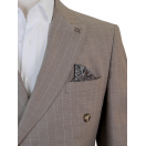 Çift Cep Çizgili Slim Fit Erkek Kruvaze Takım Elbise