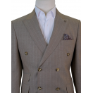 Çift Cep Çizgili Slim Fit Erkek Kruvaze Takım Elbise