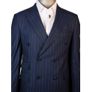 Çizgili Kruvaze Lacivert Slim Fit Erkek Takım Elbise