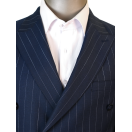 Çizgili Kruvaze Lacivert Slim Fit Erkek Takım Elbise